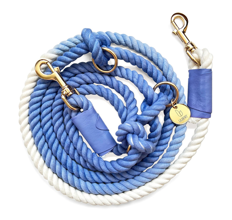 Hands Free Eco Friendly Handmade Multifunctional Cotton Rope Dog Leash 8.2 FT with Adjustable Double Swivel Hook for Medium and Large Dogs Running Hiking Camping Walking (Blue) Blue - BeesActive Australia