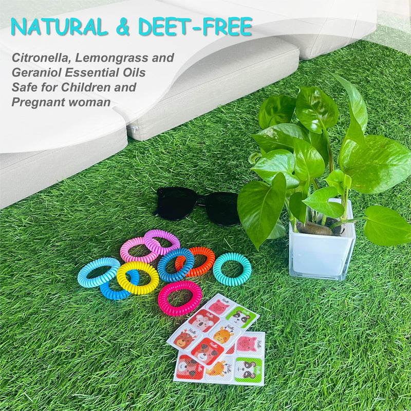 54 Pack Mosquito Repellent Bracelets, DEET-Free Insect & Bug Repellent Wrist Bands with 60 Pack Smile Mosquito Patches for Kids & Adults Outdoor Camping Fishing Traveling - BeesActive Australia