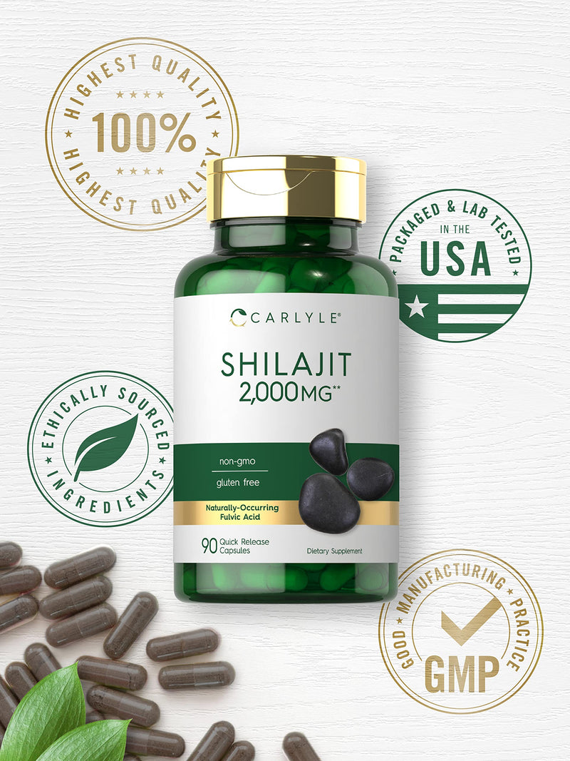 Carlyle Shilajit Capsules | 2000mg | 90 Count | Non-GMO and Gluten Free - BeesActive Australia
