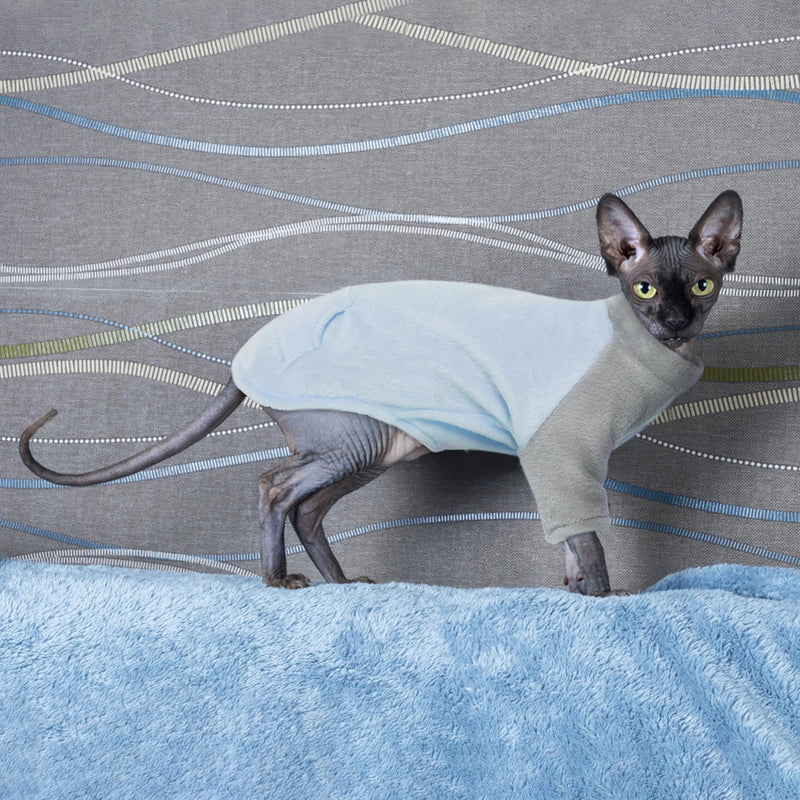 PUMYPOREITY Kitten Sweater, Fleece Cat Shirt, Turtleneck Cat Clothes, Winter Warm Cat Outfit, Thick Cat Sweaters for Cats Only, Blue, XS X-Small - BeesActive Australia