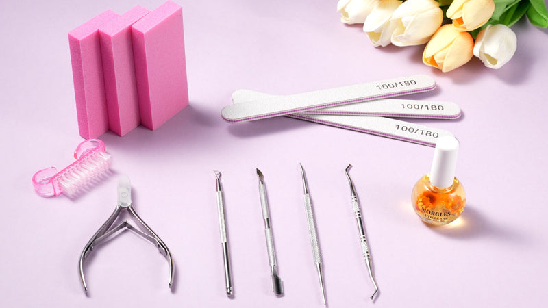 MORGLES Nail File and Buffer Blocks with Nail Care Kit Milk & Honey