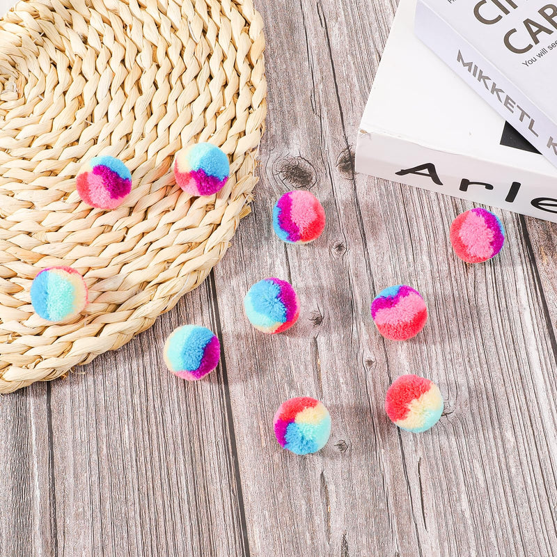 KALIONE 30 Pcs Soft Plush Cat Ball 1.2-inch Rainbow Cat Toy Balls Fuzzy Kitty Balls Kitten Puff Balls Colorful Cat Pom Pom Balls for Cat Kitten Pet Playing Exercising - BeesActive Australia