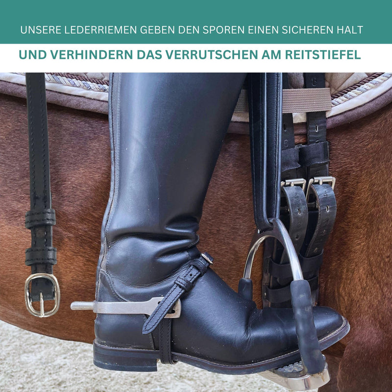 Pferdelinis Spur Straps Leather Pack of 2 Leather Straps for Spurs Replacement Straps Adjustable Size Perfect Hold Riding Spurs (Black) Black - BeesActive Australia