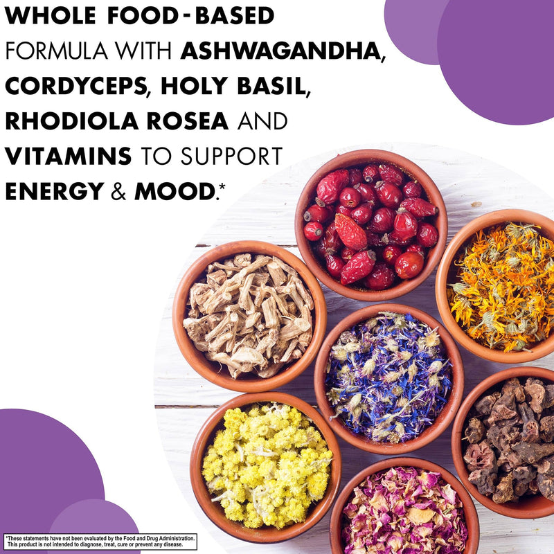Bluebonnet Nutrition Adrenal Support, Energy & Mood*, Non-GMO, Vegan, Kosher Certified, Gluten-Free, Soy-Free, Dairy-Free, 60 Vegetable Capsules, 30 Servings | Energy & Mood; Non-GMO, Vegan, Kosher Certified, Gluten-Free, Soy-Free, Dairy-Free