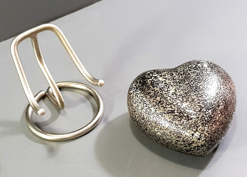 eSplanade Mini Heart Shaped Metal Cremation Keepsake Memorials | Small urn with wave pattern and stand for ashes | | Multicolor - 2.75 inch (Silver) Silver - BeesActive Australia