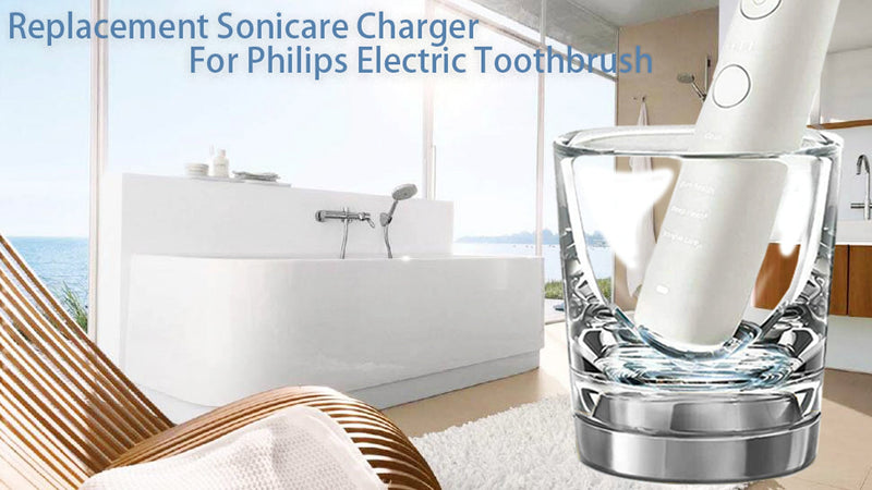 Replacement Electric Toothbrush Base Charger Glass Cup CBA1001 Compatible with Philips Smart 9300 9500 9700 Series, Replacement Soni Care Charger for HX9901 HX9903 HX9924 HX9954 HX9957 HX9984 Silver