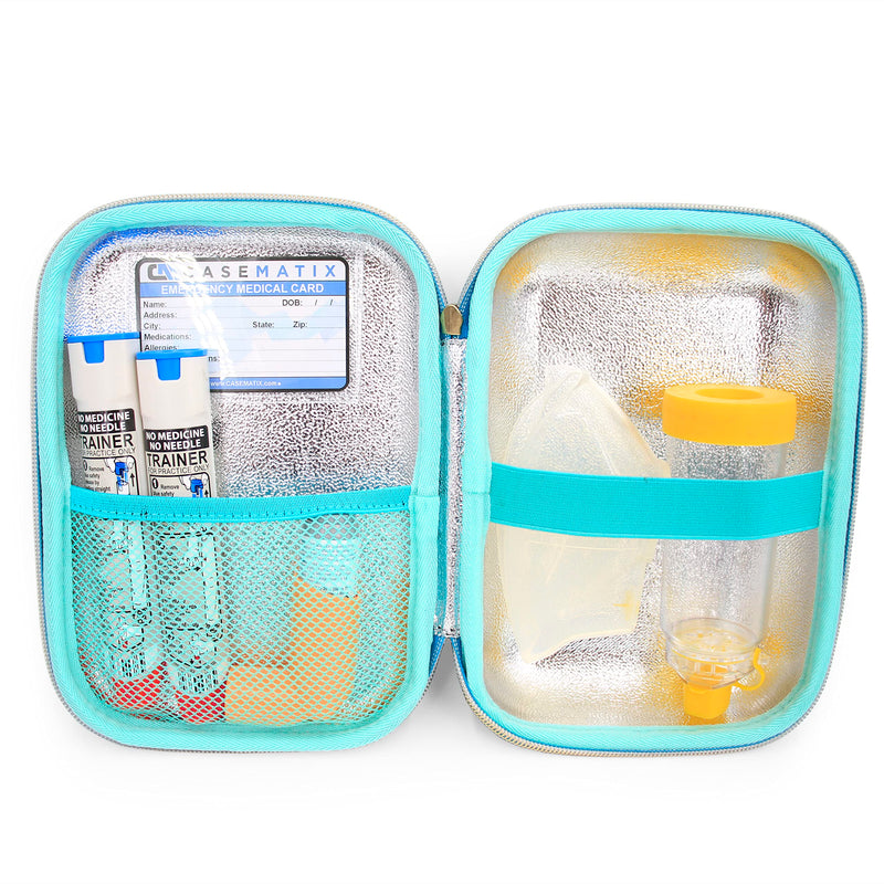 CASEMATIX 8" Turquoise Asthma Inhaler Case for Travel Fits Spacer, Mask and Accessories, Includes Case Only - BeesActive Australia