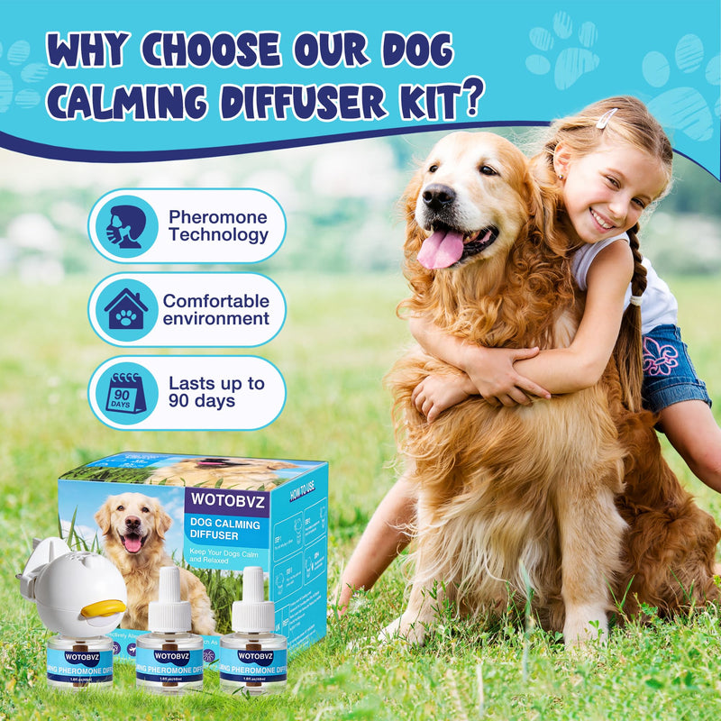 Dog Calming Plug in, Relaxants & Anxiety Relief Therapet Diffuser for Dogs, 4-in-1 Dog Calming Diffuser Pheromone Equipped with 1 Diffuser+3 Refills, Adapt for Dogs Tasteless