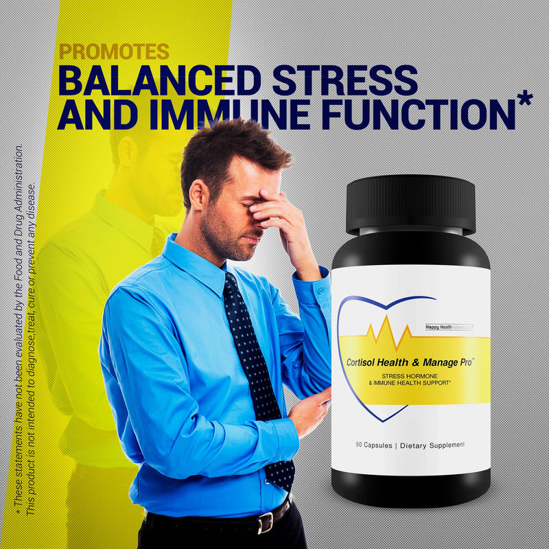 Cortisol Health & Manage Pro - Stress Hormone & Immune Support - Promote Healthy Cortisol Levels & Immune Function - Vitamin D3, Magnesium, Ginseng, Vitamin C, Zinc - Helps with Stress Relief & Mood
