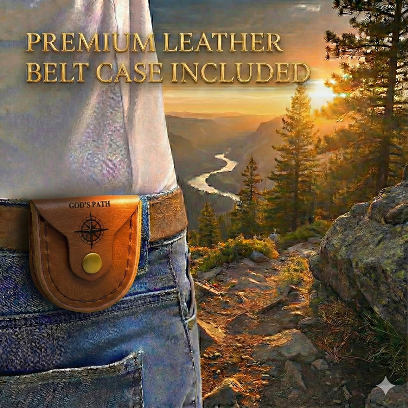 God's Path Compass – Communion & Confirmation Gift for Teenage Boys | Baptism Religious Gifts for Men, Christian, Catholic, Graduation | Sentimental & Inspirational Present – Greeting Card Included God's Path - Leather Case