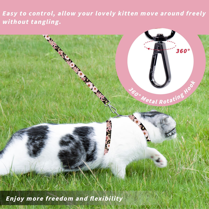 Cat Harness and Leash Set, Adjustable Kitten Harness Escape Proof Cats Harness, Soft Lightweight Walking Travel Pet Harness, Cute Kitty Harness Leash Set for Small Medium Cats, Light Pink A-Light Pink - BeesActive Australia