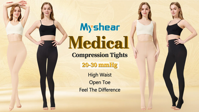 20-30 mmHg Medical Compression Tights, Open Toe Support Pantyhose XX-Large Black