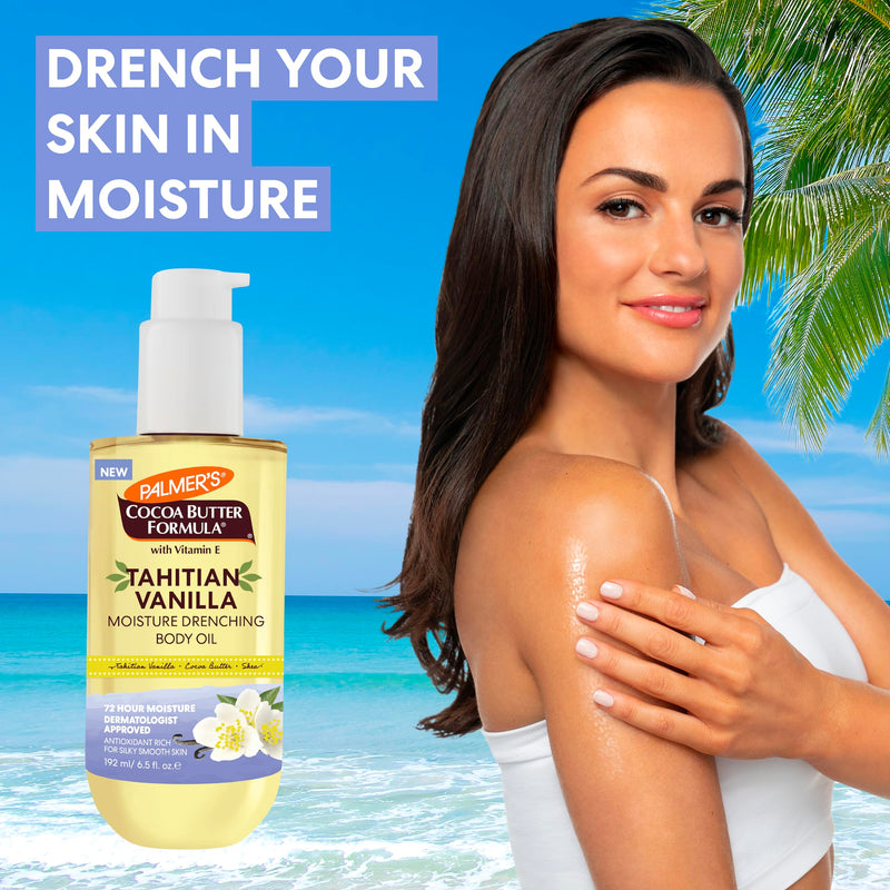 Palmer's Tahitian Vanilla Body Oil, Cocoa Butter Formula (6.5 Fl Oz) | Shea Butter & Vitamin E provide 72-hour hydration to protect, soothe dryness & soften skin. Dermatologist approved. 6.5 Fl Oz (Pack of 1)