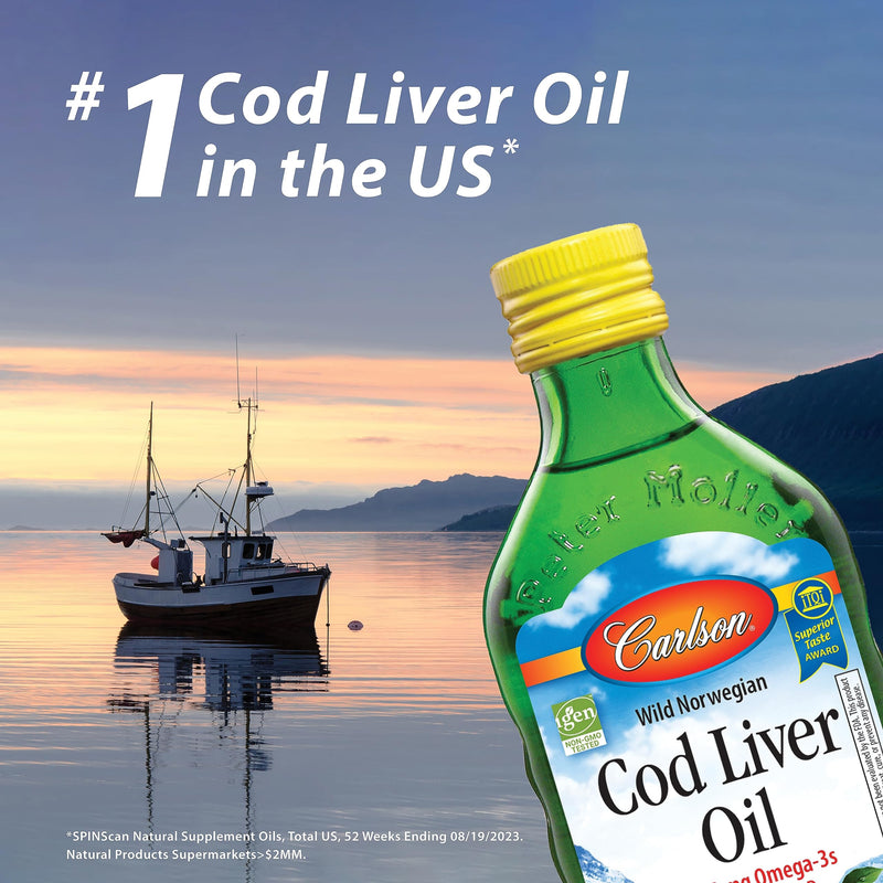Carlson Cod Liver Oil Minis, 280 mg, from Norway, 100 Mini Softgels | Omega-3s + Vitamins A and D3; Wild Caught; Sustainably Sourced 100 Count (Pack of 1)