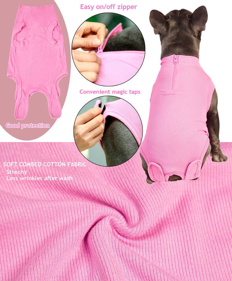 Dog Surgery Recovery Suit for Female Spay,Puppy Surgical Recovery Zip Up Suit,Anti-Licking Bodysuit for Abdominal Wounds,Cone Alternative Recovery Blank Suit for Dogs S Blank Pink - BeesActive Australia