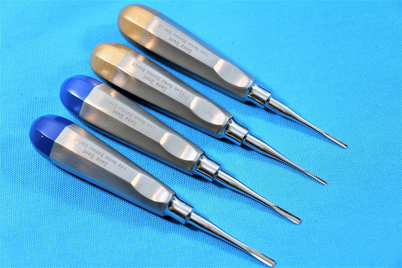 Dental Luxating Elevator Surgical Root Instruments Straight Tip 1.3 mm 2mm 3mm 4mm Set of 4 Each Premium German - BeesActive Australia