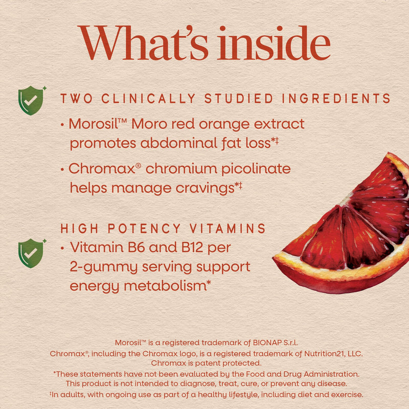 Nature's Way Weight Manager Gummy, Helps Manage Cravings*(1), 60 ct | Supports Energy Metabolism*, Promotes Abdominal Fat Loss*(1), 1,000 mcg Chromium Picolinate per Serving, Vegan, Strawberry