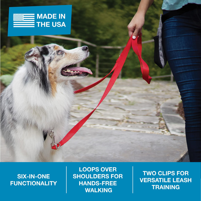 Blue-9 Multi-Function Hands Free Dog Leash, Double Attachment 6 Foot Adjustable Lead for Obedience, Running, and Agility Training, Made in The USA, Hot Pink, Small/Medium Small Medium - BeesActive Australia