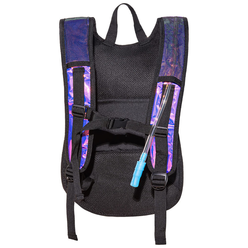 Vibe Festival Gear Hydration Pack Backpack with 2L Water Bladder for Women, Men, Teens, Kids - Hydropack Hydro Sports, Outdoor, Running, Camping, Hiking, Festivals, Raves Purple Holographic Iridescent - BeesActive Australia