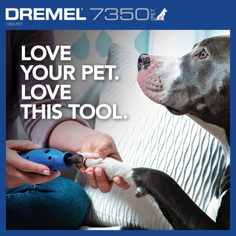 Dremel 7350-PET 4V Pet & Dog Nail Grinder, Easy-To-Use & Safe Nail Trimmer, Professional Pet Grooming Kit - Works on Large, Medium, Small Dogs & Cats New Model w/ 4 Sanding Bands
