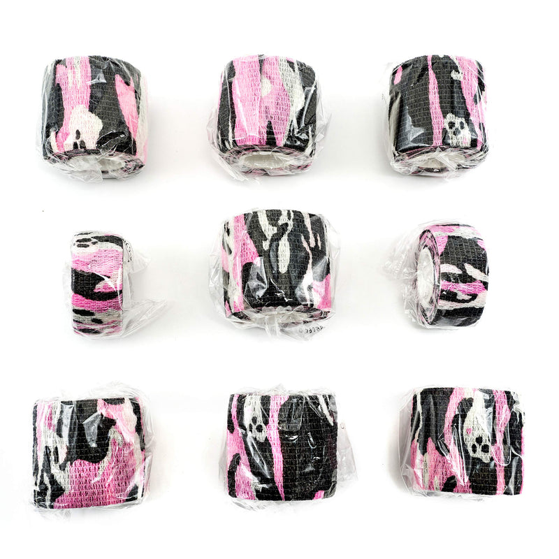 9 Rolls Self Adhesive Wrap Athletic Tape Gauze, Breathable Elastic Cohesive Bandage for Sports Injury & Pet (7 Pcs 2"x 5 Yards + 2 Pcs 1" X 5 Yards) (Camouflage Pink) Camouflage Pink - BeesActive Australia