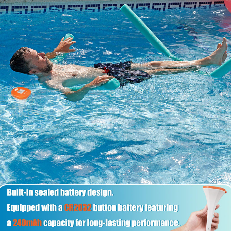XY-WQ Digital Pool Thermometer with Safety Rope, Floating Water Thermometer with Large LCD Display, Easy-to-Read Big Numbers, IPX8 Waterproof for Swimming Pools, Spas, Hot Tubs & Aquariums