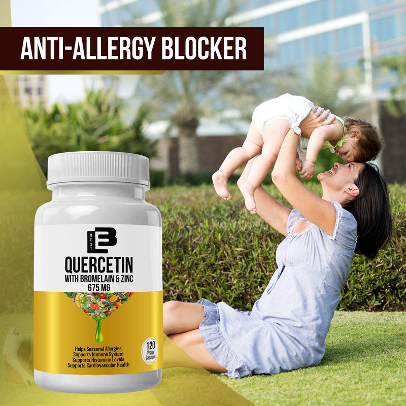 Quercetin 675 Mg with Bromelain & Zinc Supplement- 4 Month Supply, 120 Natural Veggie Capsules, Made in USA 1 - BeesActive Australia