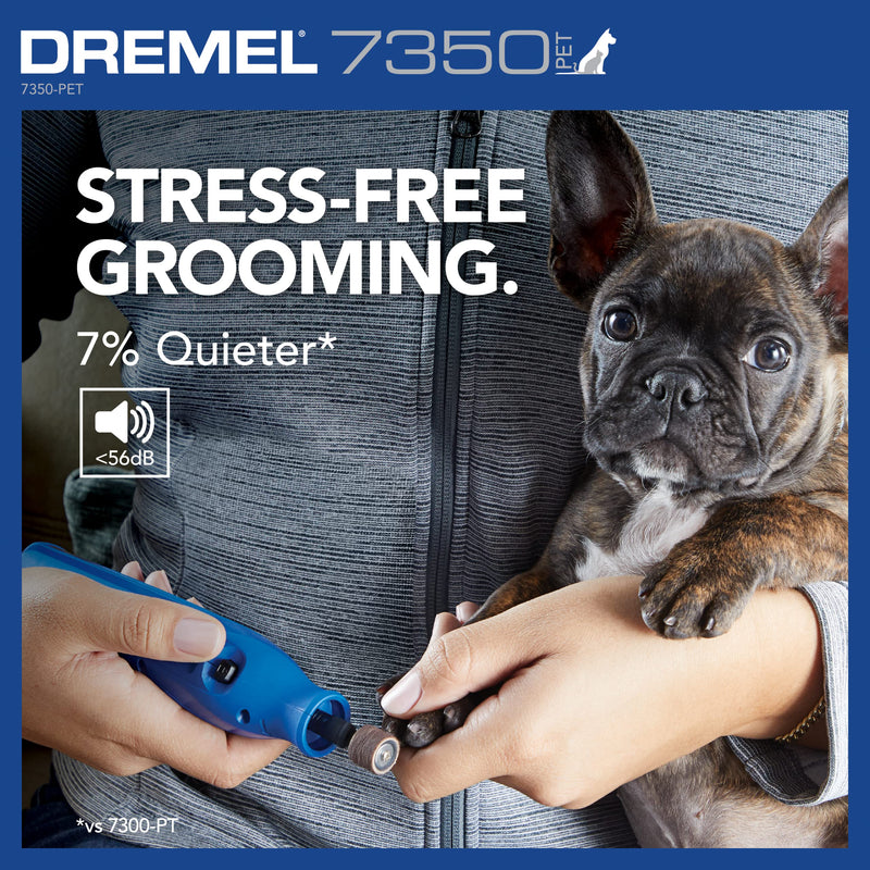 Dremel 7350-PET 4V Pet & Dog Nail Grinder, Easy-To-Use & Safe Nail Trimmer, Professional Pet Grooming Kit - Works on Large, Medium, Small Dogs & Cats New Model w/ 4 Sanding Bands