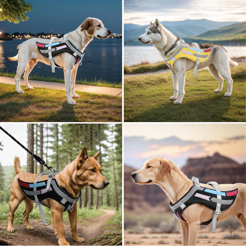 No Pull Dog Harness, Escape-Proof for large Dogs with Soft Mesh Padding, Easy Control Reflective Dog harnesses for Large Dogs Heavy Duty (Black, Large) L Black - BeesActive Australia