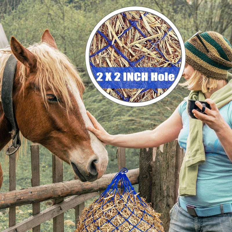 Hay Feeder Net Ultra Slow 40 Inch Corner Feeding Mesh Net with Small Holes Wall Mount Feeding Bag, Hanging Feed Hay Protector for Barns/Paddocks/Trailers, Nylon Rope for Horse/Goat/Cows/Donkeys, 2 Set - BeesActive Australia