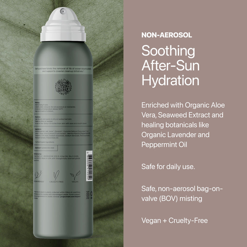 Project Reef Non-Aerosol Aloe Cooling Mist – Vegan, Ocean Friendly & Hydrating After-Sun Spray with Organic Aloe Vera, Peppermint & Cucumber – Natural Sunburn Relief & Daily Skin Refreshment, 5 fl oz