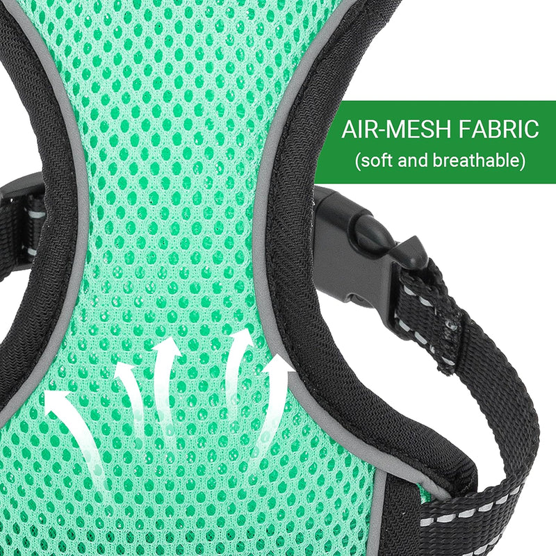 Cat Harness and Leash Set for Walking Escape Proof - Reflective Adjustable Cat Vest Harness for Small to Large Cat Puppy - Cute Mesh Breathable Soft Cat Full Body Harness M (neck:11"-14.3" chest:16"-20") Cyan - BeesActive Australia