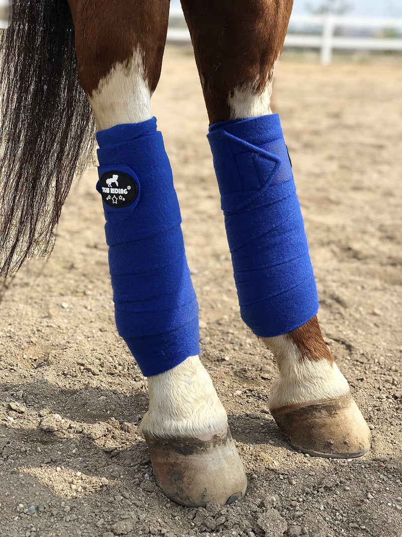 TGW RIDING Horse Polo Leg Wraps, Horse Leg Wraps, Horse Fleece Bandages,4-Pack Royal Blue - BeesActive Australia