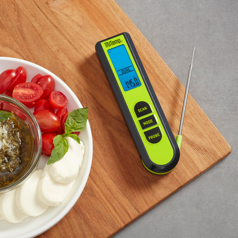 Taylor TruTemp Dual Instant Read Infrared Meat and Food Thermometer, Digital for Cooking, IPX5 Splash Proof Design, Plus Meat Probe for BBQ, Kitchen, Smoker, and Grilling, Green - BeesActive Australia