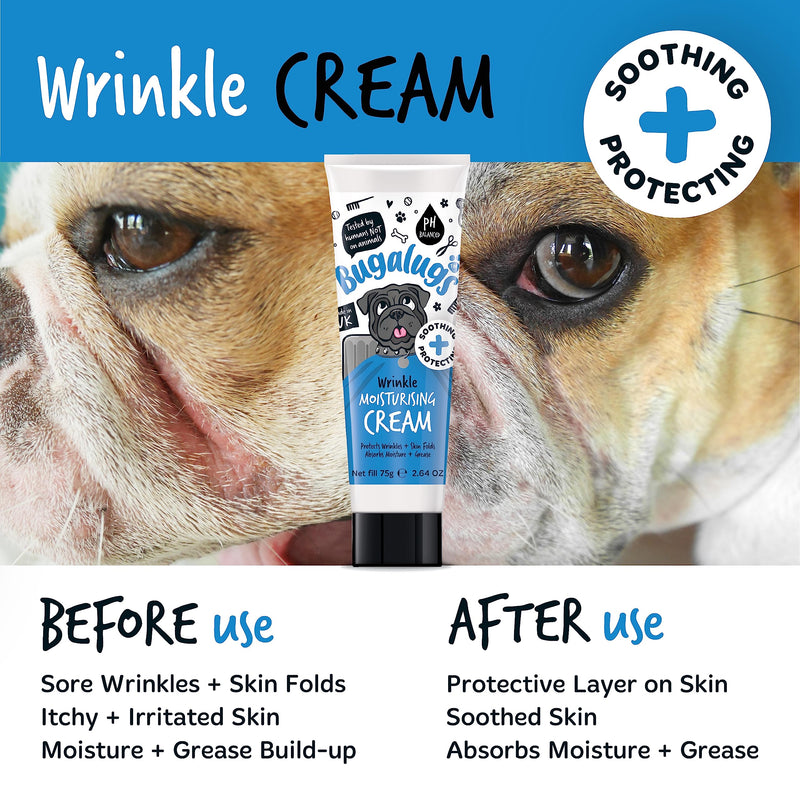 BUGALUGS Wrinkle paste for Bulldogs, French Bulldogs, wrinkly dogs & cats. For itchy wrinkle folds, tear stains & tail pockets, anti-itch & itchy dog skin relief. Great itch remedies for dogs 75g