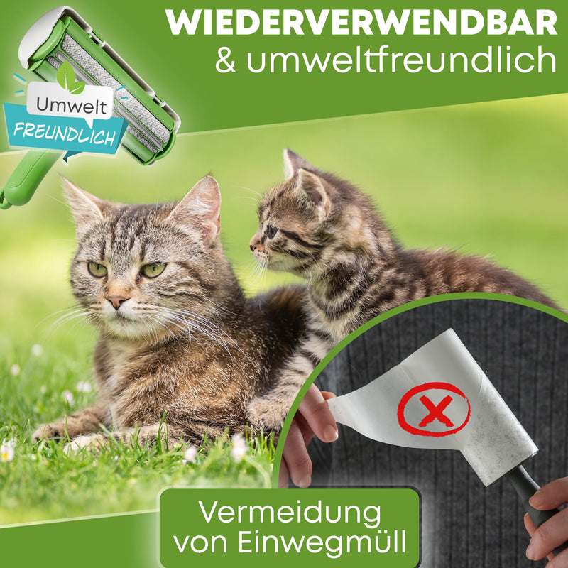 DOGGYBOO NEW 2024 Self-Cleaning Pet Hair Remover - Premium Lint Roller for Dog Hair and Cat Hair, Reusable Cat Hair Remover for Sofa, Carpet, Bed and Car (Green) Green - BeesActive Australia