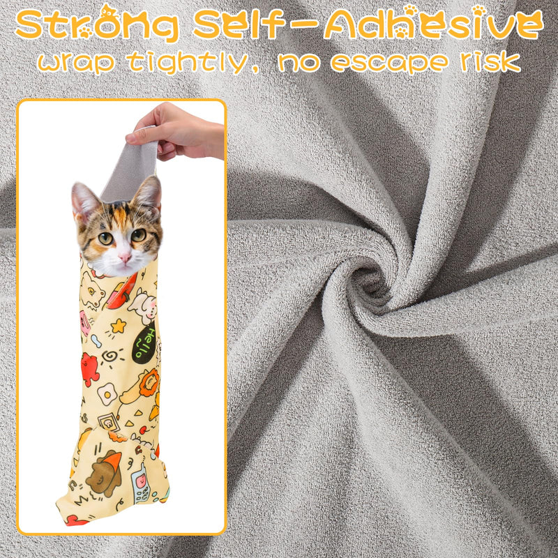 AIERSA Cat Wrap for Cutting Nails and Grooming, Cat Restraint Wrap for Nail Clipping, Self-Adhesive Fabric Cat Swaddle Burrito Wrap for Nail Trimming, Cat Grooming Supplies - BeesActive Australia