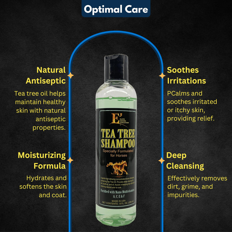 E3 Tea Tree Shampoo Specially Formulated for Horses - Therapeutic and Cleansing Formula with Natural Tea Tree Oil - Ideal for Healthy Coat Maintenance - Soothes Skin Conditions (8 fl oz) 8 fl oz - BeesActive Australia