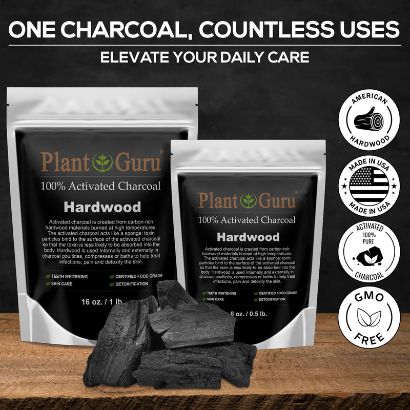 Activated Charcoal Powder Bulk - 1 lb. Jar - Hardwood - Food Grade Kosher Non-GMO - Teeth Whitening, Facial Mask and Soap Making. Promotes Natural Detoxification and Helps Digestion
