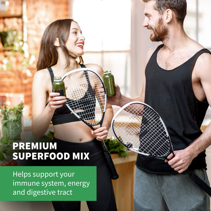 Total Tea Green Powder for Energy & Digestive Health with Turmeric, Amla Powder & Vitamin C - 30 Servings | Amla Vitamin C Greens Supplement Vegan Natural Immune Support Gut Health Green Drink Powder