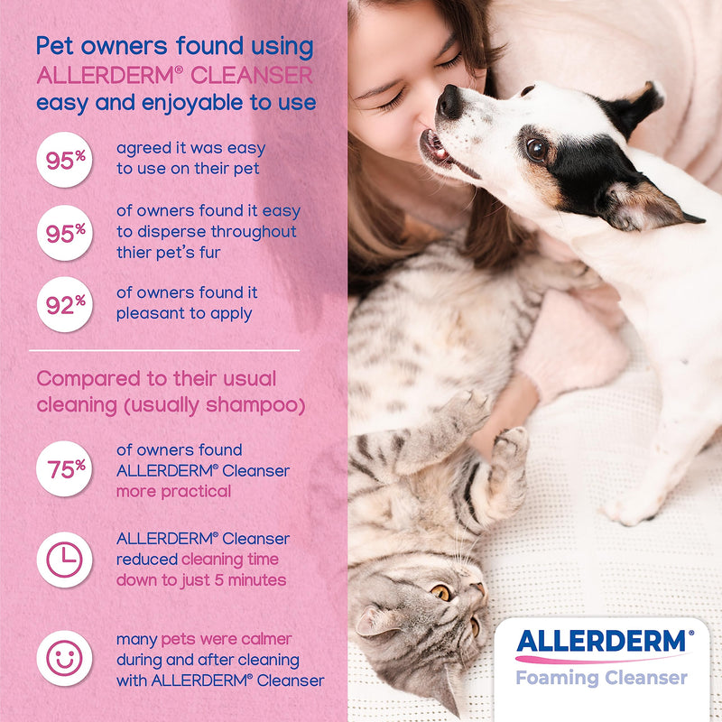 ALLERDERM Foaming Cleanser- Rinse-Free Waterless Micellar Foam for Dogs and Cats with Sensitive Skin by Virbac - PawsPlanet Australia