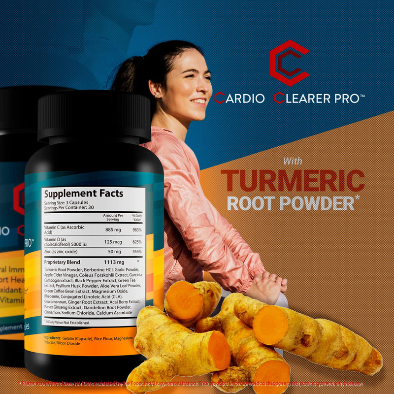 CC Cardio Clearer Pro - Natural Circulatory Health Support - Promote Healthy Blood Flow with Circulation Supplements - Vitamin C, Turmeric Curcumin, Garlic, Ginger - Support Cardiovascular Health