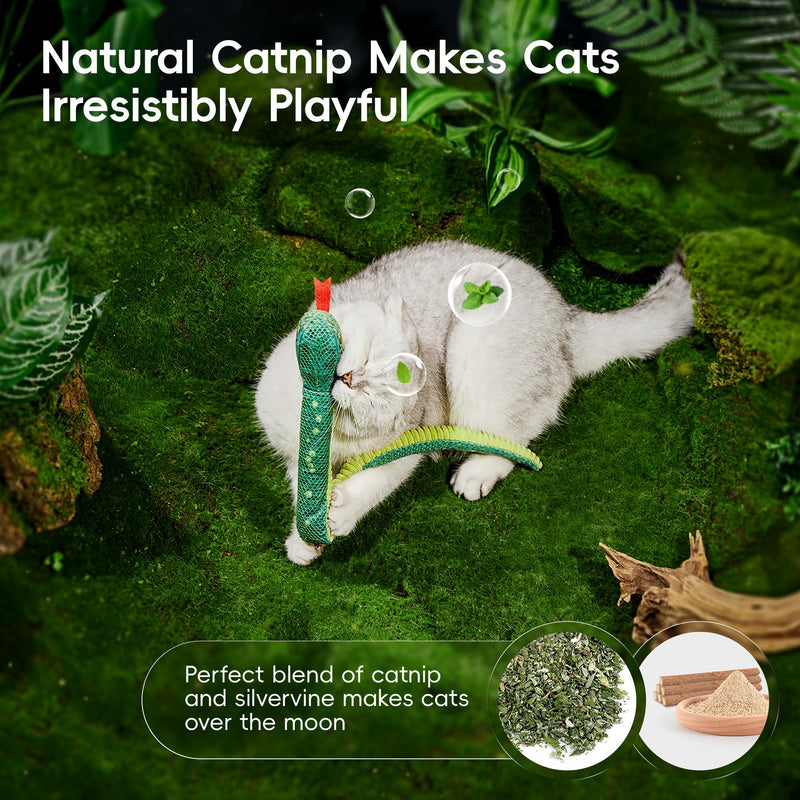 Potaroma Cat Toys Realistic Snake Catnip Crinkly Sound Toy 2 Pcs, Mesh Fabric for Teeth Cleaning, Interactive Kicker Toys for Indoor Kitten Exercise 20 Inches - BeesActive Australia
