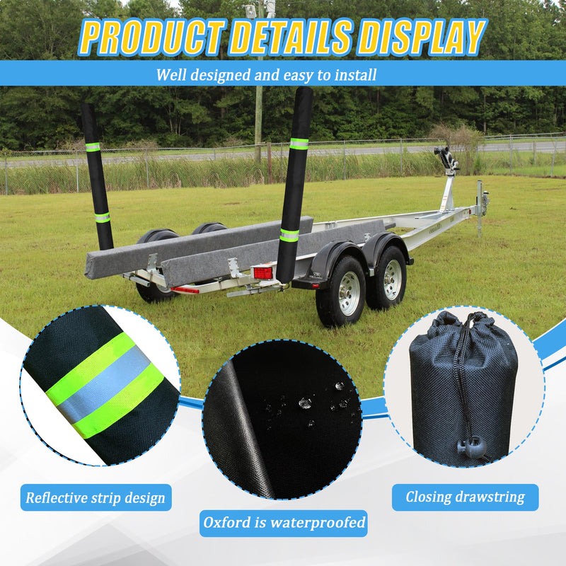 60 Inch Thickened Foam Boat Trailer Guide Pole Pad and Cover with Capped End and Reflective Stripe for Ski Boat, Fishing Boat or Sailboat Trailer 60in - BeesActive Australia