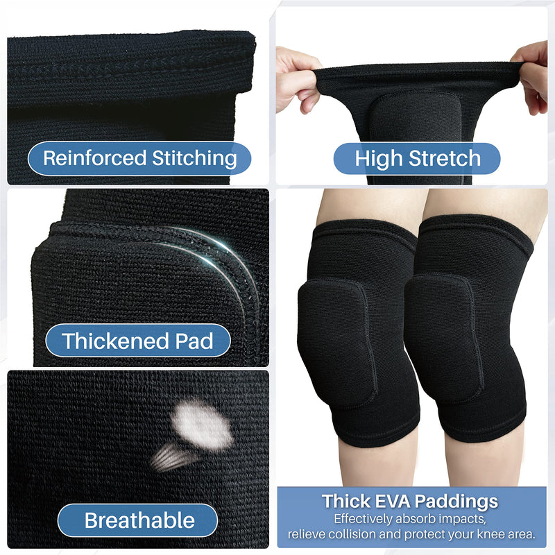 Volleyball Arm Sleeves and Knee Pads Set Passing Forearm Sleeves with Protection Pads and Thumbhole Volleyball Training Gear for Girls Teen Youth Women Black - 2 Sets - BeesActive Australia