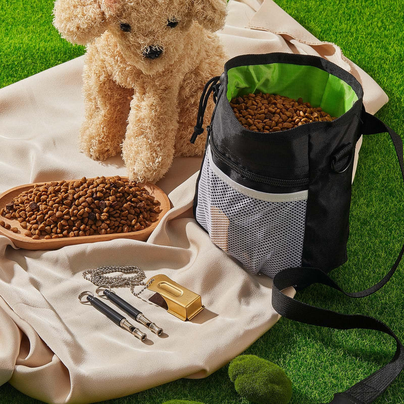 5 Pcs Dog Treat Pouch Training Kit, Including 1 Pcs Puppy Treat Bag 3 Ways to Wear, 2 Pcs Pet Training Cricket Clicker 2 Pcs Puppy Training Silent Whistles for Pet Training - BeesActive Australia