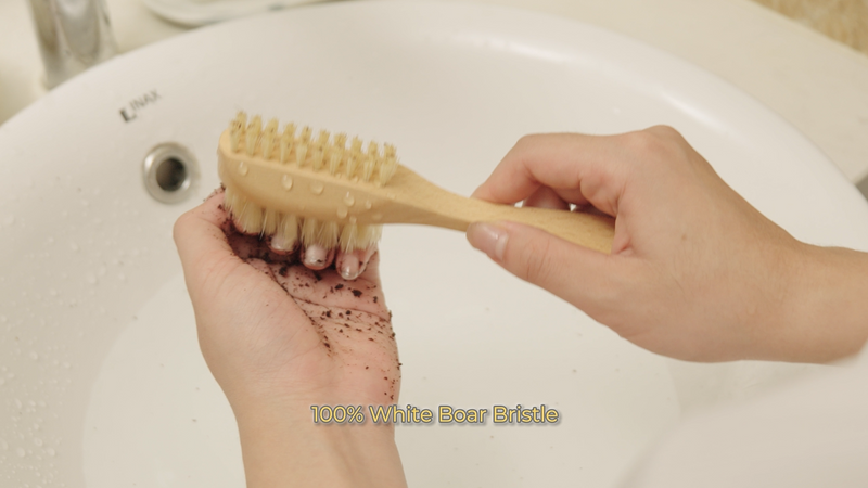 TAKAVU Nail Brush, Dual-Sided Boar Bristle for Fingernails & Toenails White Boar Bristle