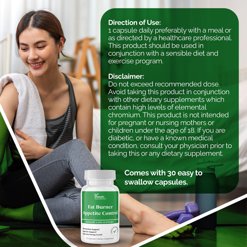 Fat Burner and Appetite Suppressant for Weight Loss for Women and Men | Thermogenic Metabolism Booster, Garcinia Cambogia, L-Carnitine, CLA, Chromium, Non-GMO, 30 Capsules 1 Month Supply 30 Count