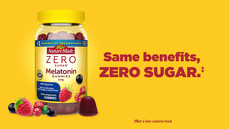 Nature Made Zero Sugar Melatonin 5mg, 70 Sugar Free Melatonin Gummies 70 Count (Pack of 1)