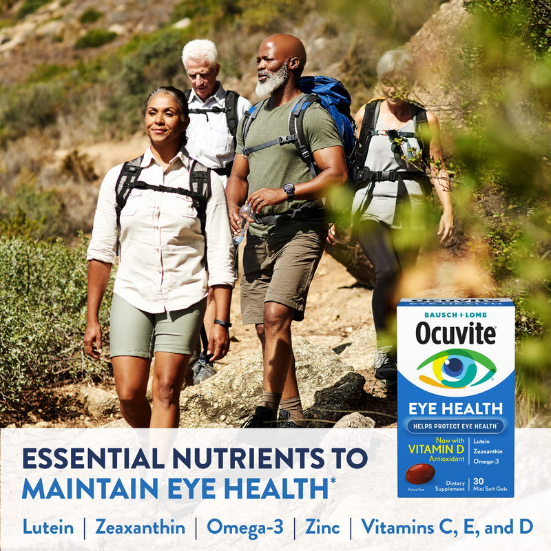 Ocuvite Eye Health Vitamins Lutein & Zeaxanthin Supplement, 30 Softgels | Eye vitamins for adults, lutein zeaxanthin with Vitamin C, D, E & Omega-3, supports macular health*, aging eyes, 30 softgels 30 Count (Pack of 1)